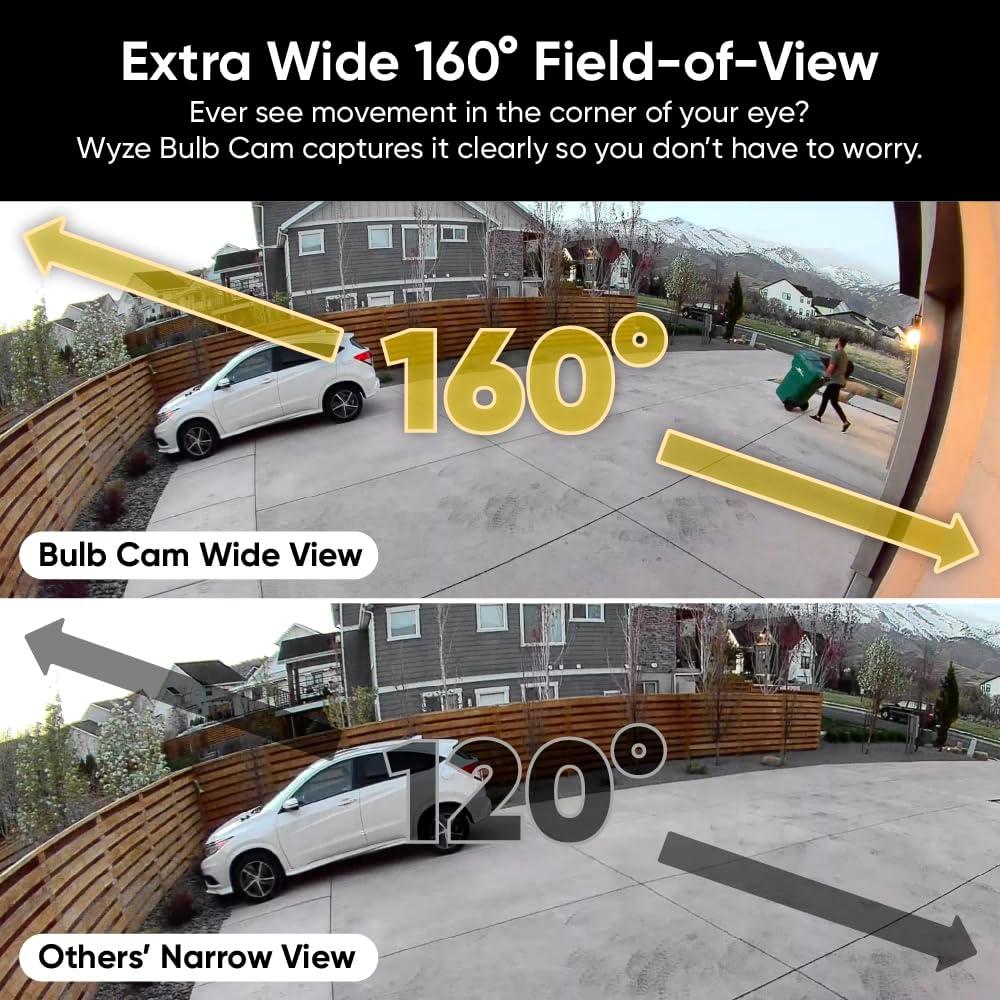 imageWYZE Bulb Cam Security Camera 2K HD Outdoor Light Bulb Camera Color Night Vision Dimmable LED Bulb Motion Detection Siren Alarm Works wAlexaGoogle Assistant Free Expert SupportBulb Cam