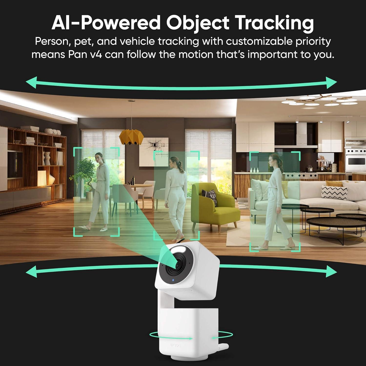 imageWYZE Cam Pan v4 4K Smart Security Camera AI IndoorOutdoor Cameras for Home Security Baby ampamp Pet Color Night Vision 360 PanTilt8 x Digital Zoom 24G ampamp 5G Works with Alexa ampamp Google Assistant