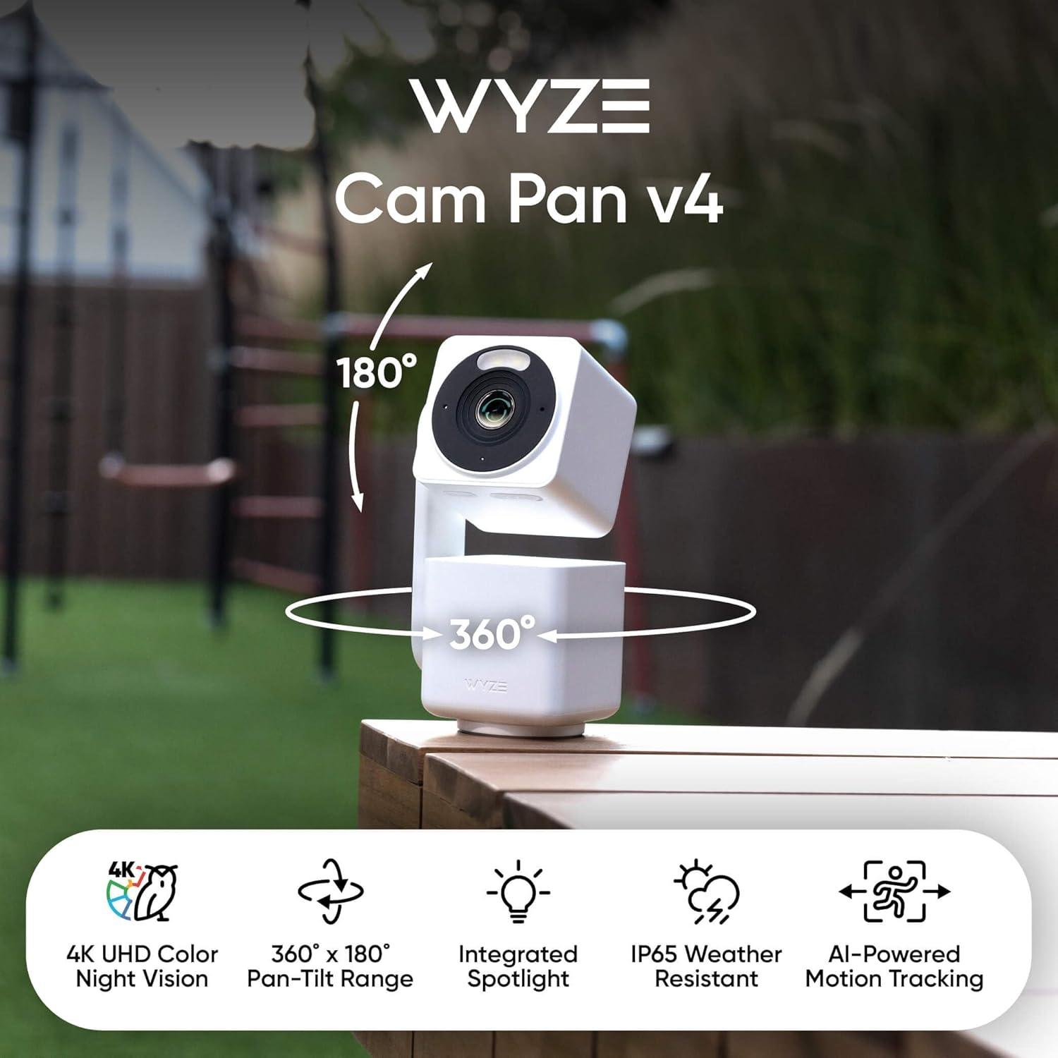 imageWYZE Cam Pan v4 4K Smart Security Camera AI IndoorOutdoor Cameras for Home Security Baby ampamp Pet Color Night Vision 360 PanTilt8 x Digital Zoom 24G ampamp 5G Works with Alexa ampamp Google Assistant