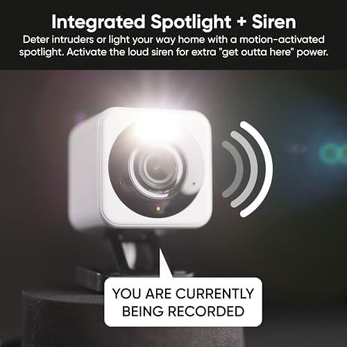 imageWYZE Cam v4 25K HD WiFi Smart Home Security Camera IndoorOutdoor PetBaby Monitor Motion Activated SpotlightSiren Color Night Vision 2Way Audio Works with Alexa ampamp Google Wired GreyBlack