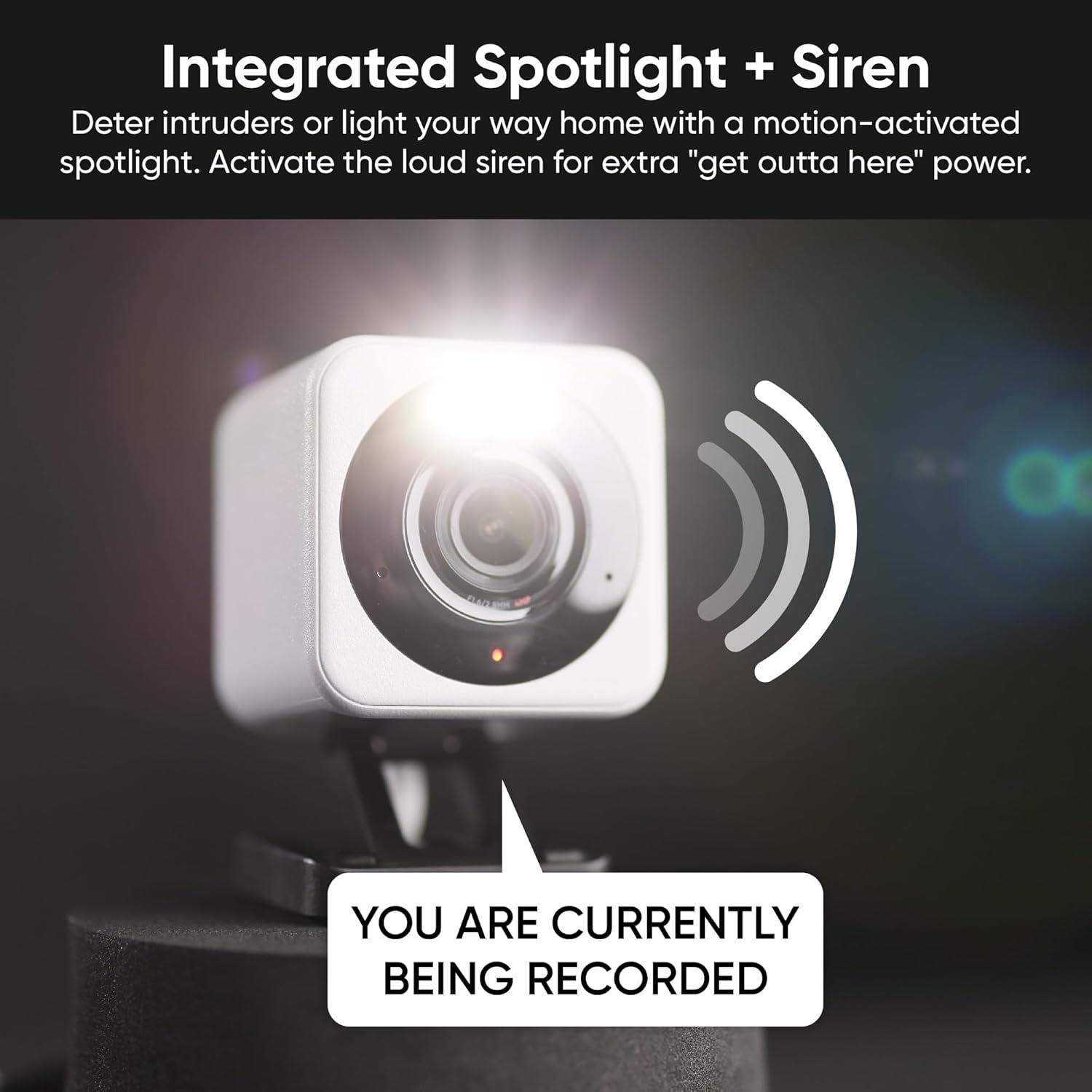 imageWYZE Cam v4 25K HD WiFi Smart Home Security Camera IndoorOutdoor PetBaby Monitor Motion Activated SpotlightSiren Color Night Vision 2Way Audio Works with Alexa ampamp Google Wired GreyBlack