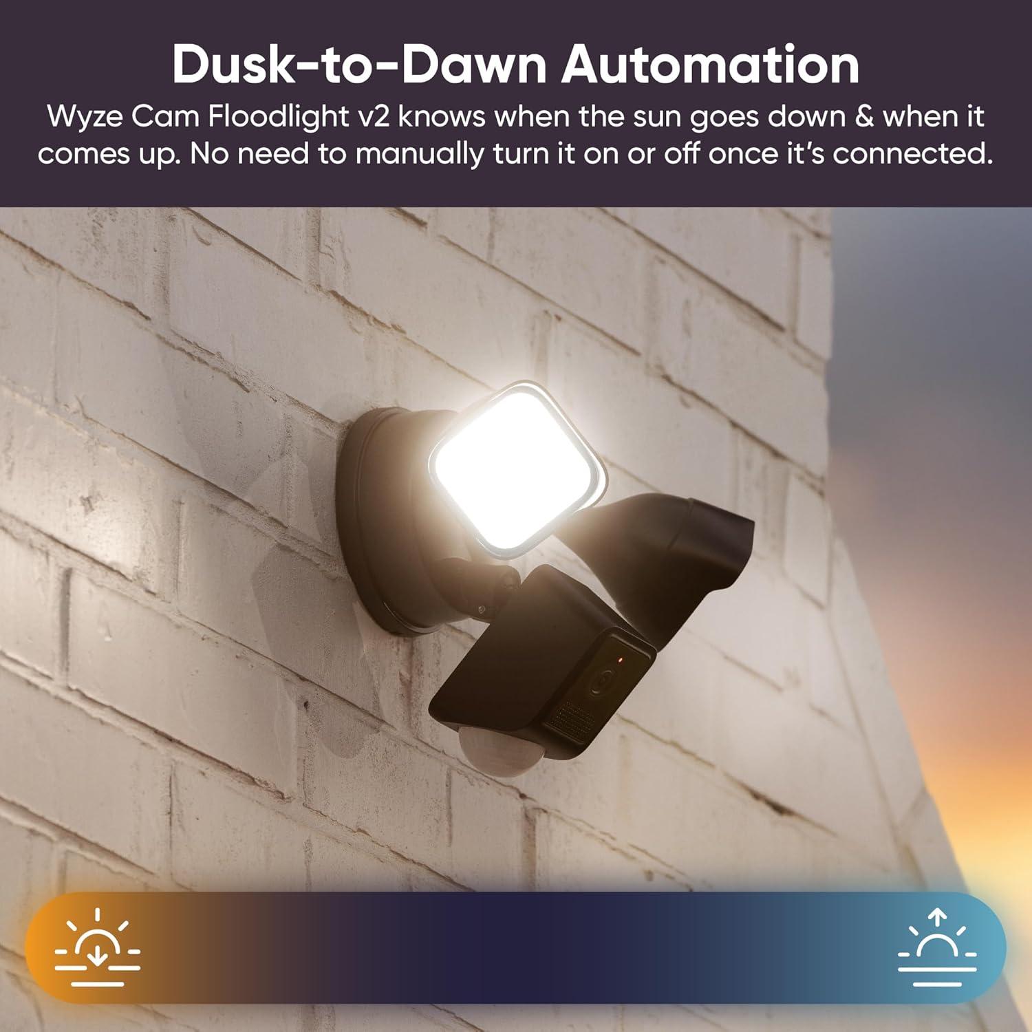 imageWYZE Floodlight Camera v2 Security Camera Outdoor 2K HD with Color Night Vision 2800Lumen LEDs 160 Wide View 105dB Siren Works with Alexa ampamp Google Assistant Wired Free Expert SupportWhite