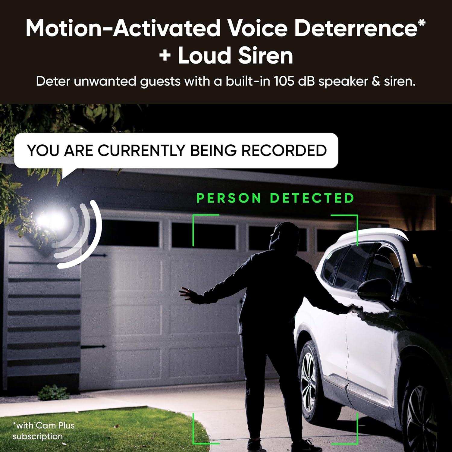 imageWYZE Floodlight Camera v2 Security Camera Outdoor 2K HD with Color Night Vision 2800Lumen LEDs 160 Wide View 105dB Siren Works with Alexa ampamp Google Assistant Wired Free Expert SupportBlack