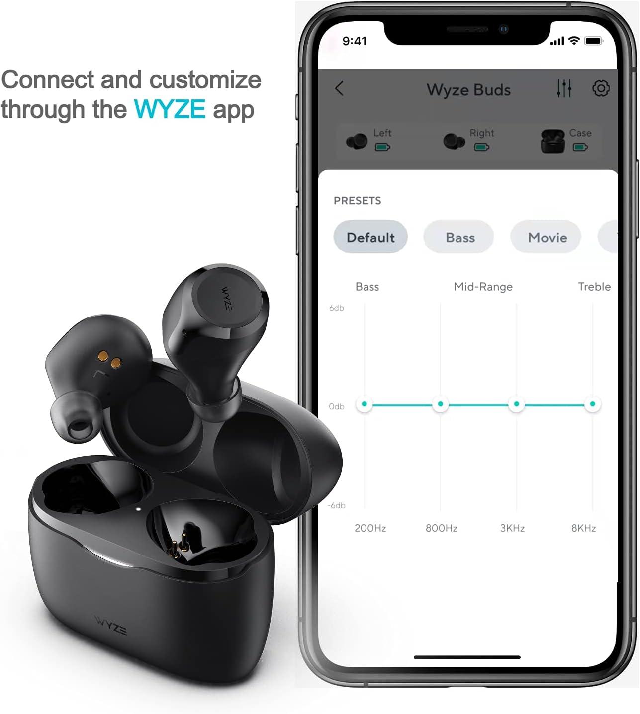 imageWYZE Wireless Earbuds 50 Bluetooth Headphones with IPX5 Sweat Resistance 30 dB Noise Reduction4 VoiceIsolating Mics Alexa Builtin True Wireless EarbudsCharging Case WorkoutSports