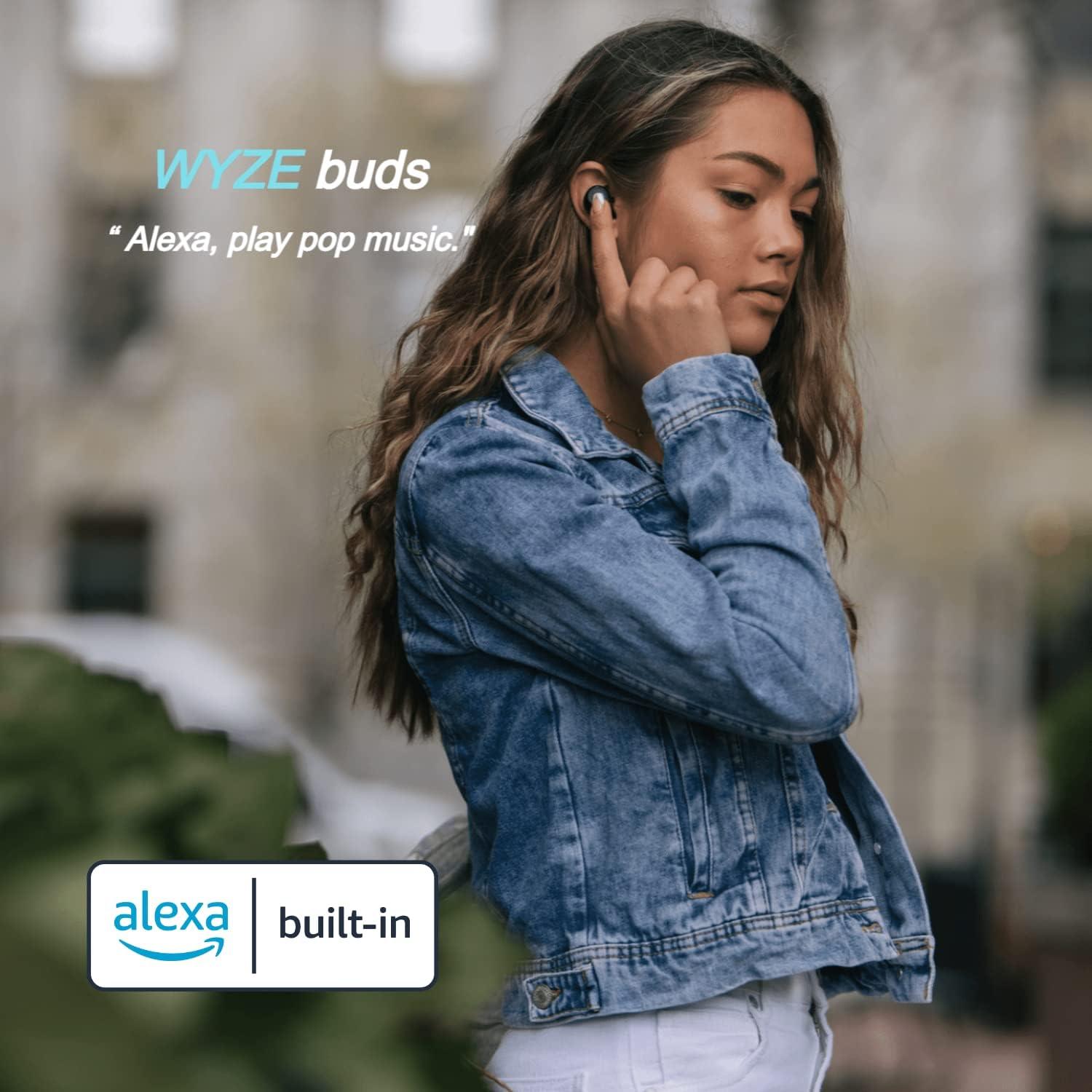 imageWYZE Wireless Earbuds 50 Bluetooth Headphones with IPX5 Sweat Resistance 30 dB Noise Reduction4 VoiceIsolating Mics Alexa Builtin True Wireless EarbudsCharging Case WorkoutSports