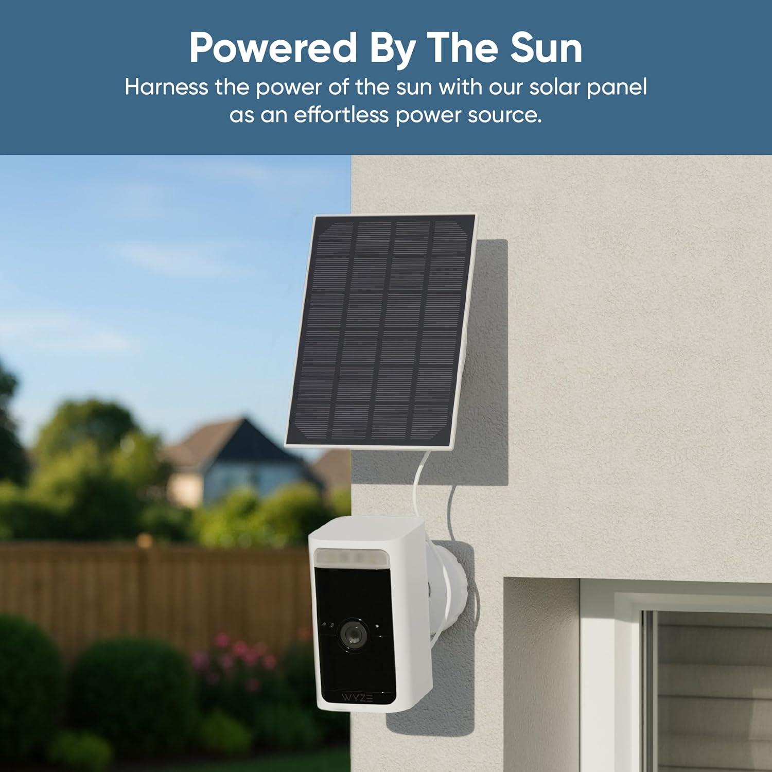 imageWYZE Wireless OutdoorIndoor Battery Security Camera 25K HDR Color Night Vision Motion Detection SpotlightampampSiren 2Way Audio AlexaampampGoogle Assistant Compatible Solar Panel for Solar ChargingWhite