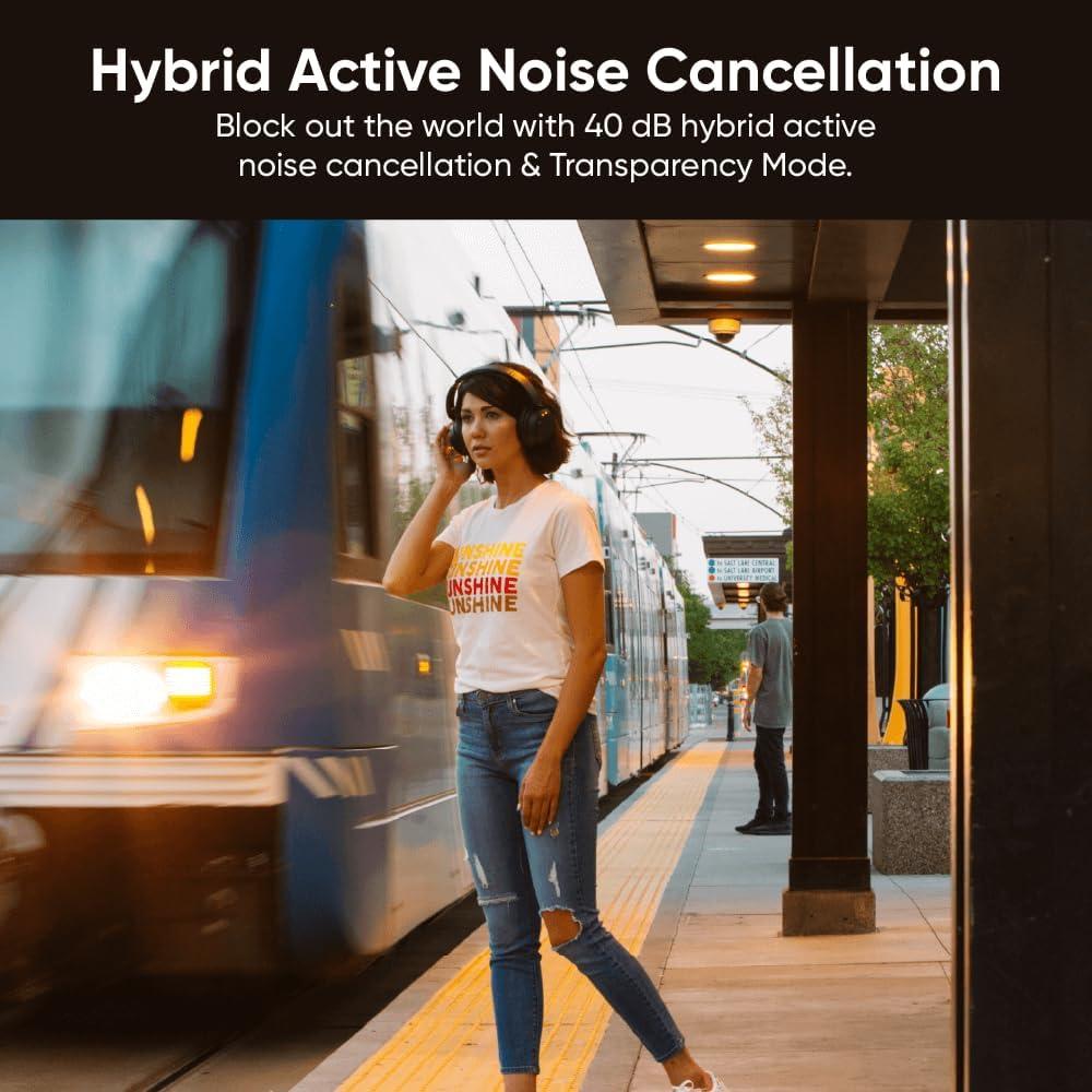 imageWyze Bluetooth 50 Headphones Over The Ear Headphones with Active Noise Cancellation HighFidelity Sound Transparency Mode Alexa Builtin BlackBlack