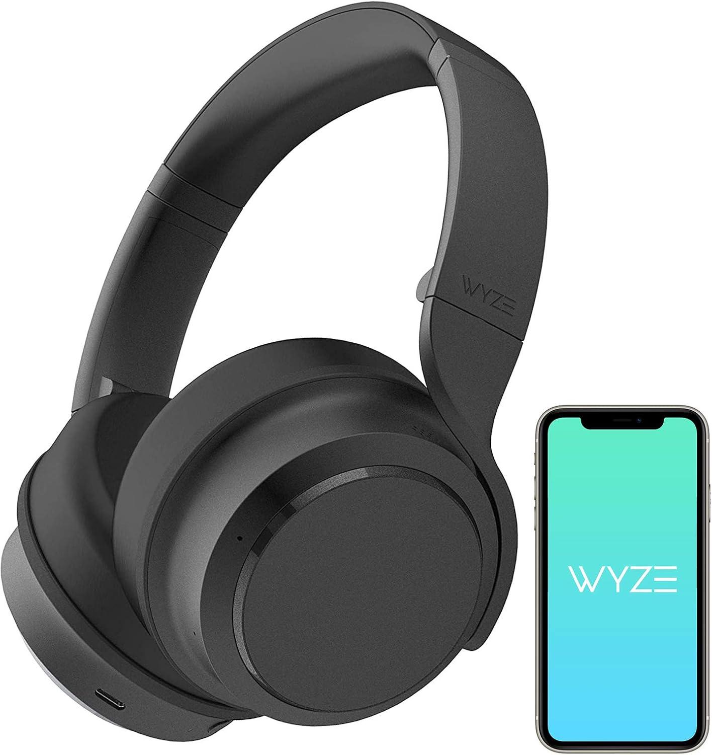 imageWyze Bluetooth 50 Headphones Over The Ear Headphones with Active Noise Cancellation HighFidelity Sound Transparency Mode Alexa Builtin BlackBlack