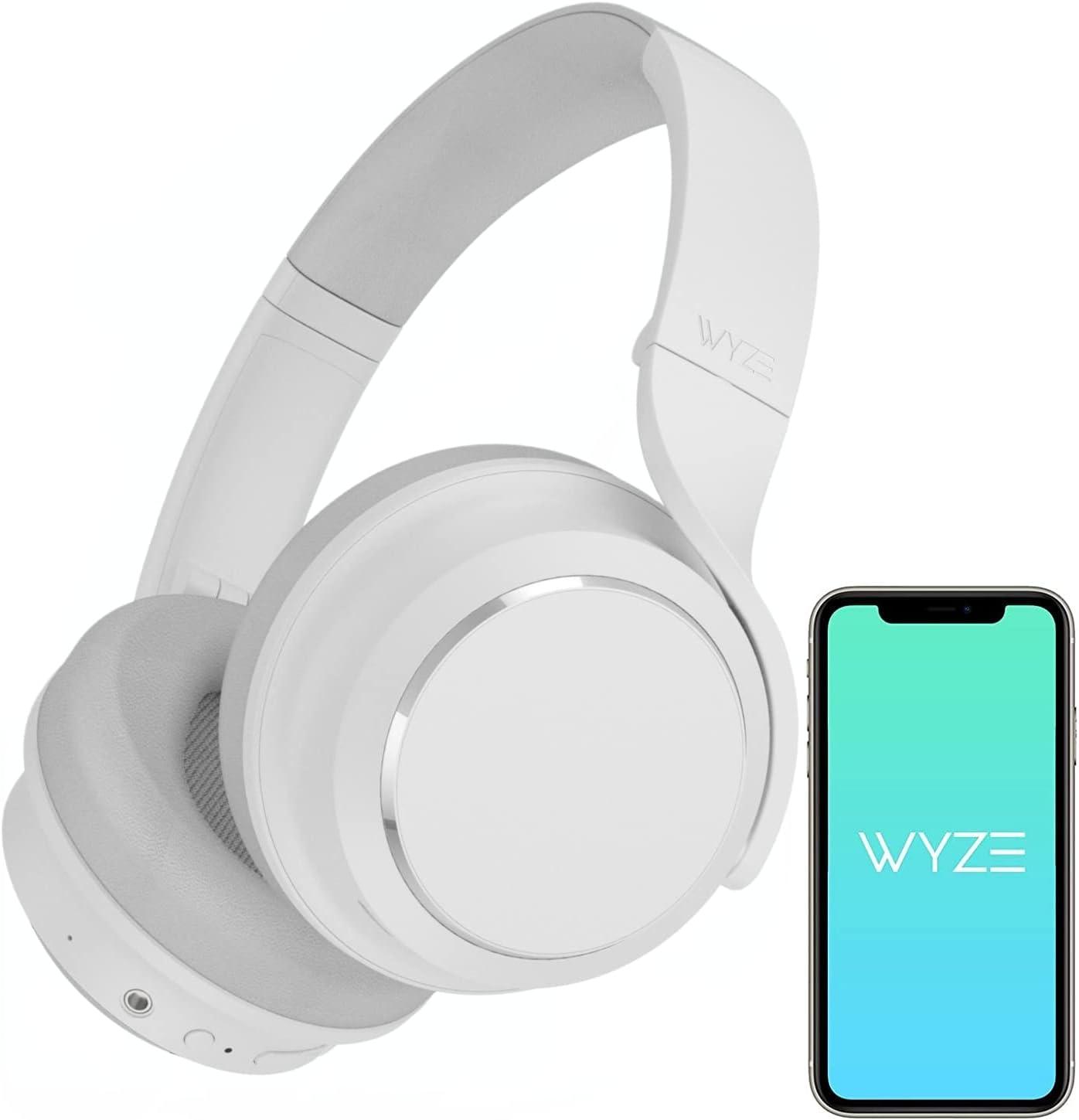 imageWyze Bluetooth 50 Headphones Over The Ear Headphones with Active Noise Cancellation HighFidelity Sound Transparency Mode Alexa Builtin BlackWhite