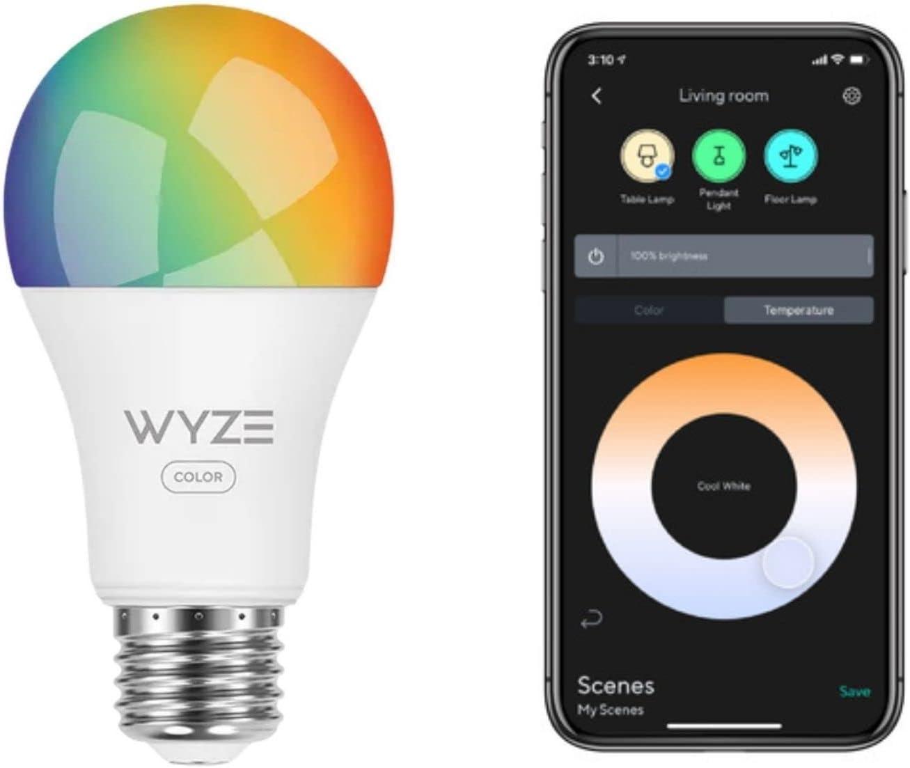imageWyze Bulb Color 1100 Lumen WiFi RGB and Tunable White A19 Smart Bulb Works with Alexa and Google Assistant OnePack  A Certified for Humans DeviceColor