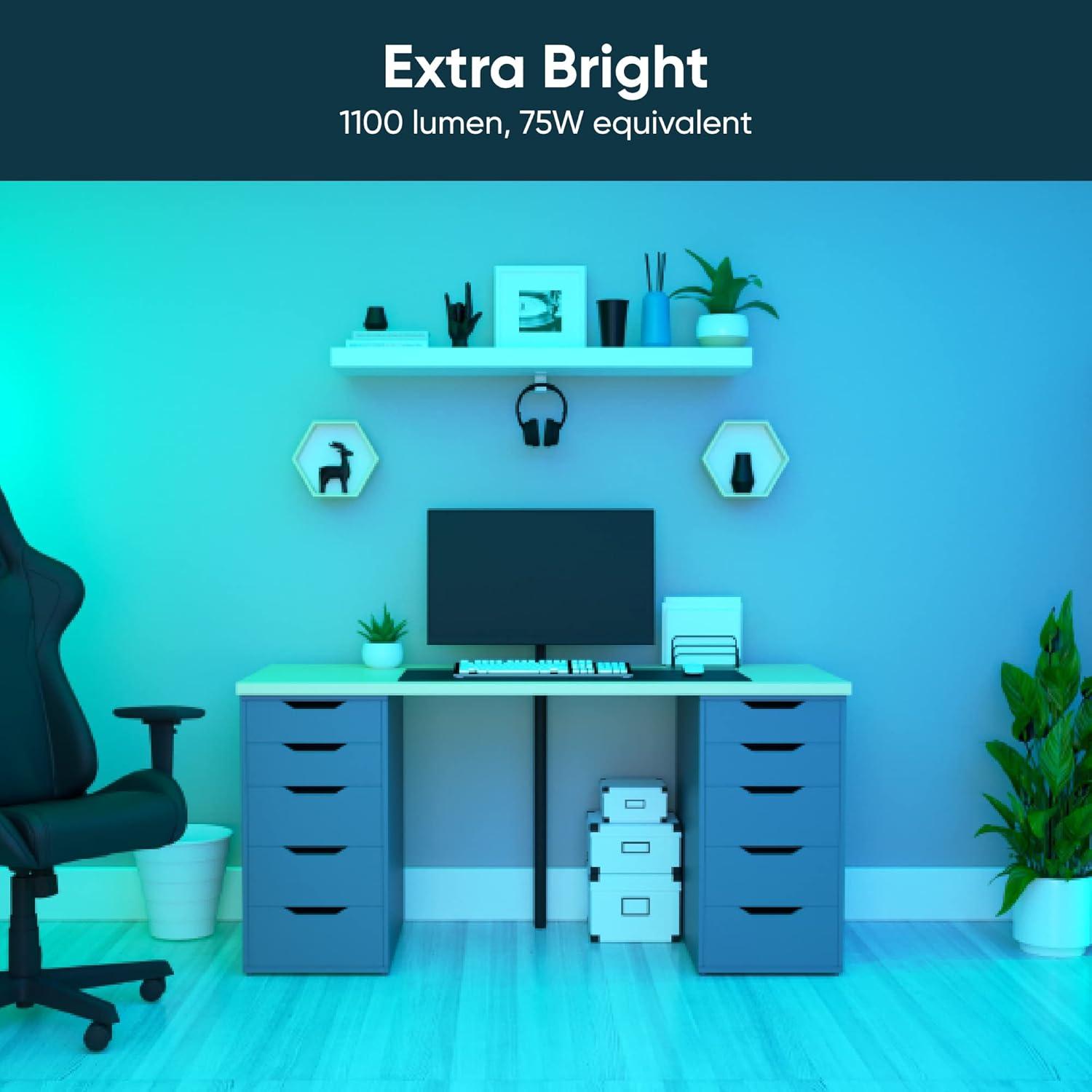 imageWyze Bulb Color 1100 Lumen WiFi RGB and Tunable White A19 Smart Bulb Works with Alexa and Google Assistant TwoPackColor