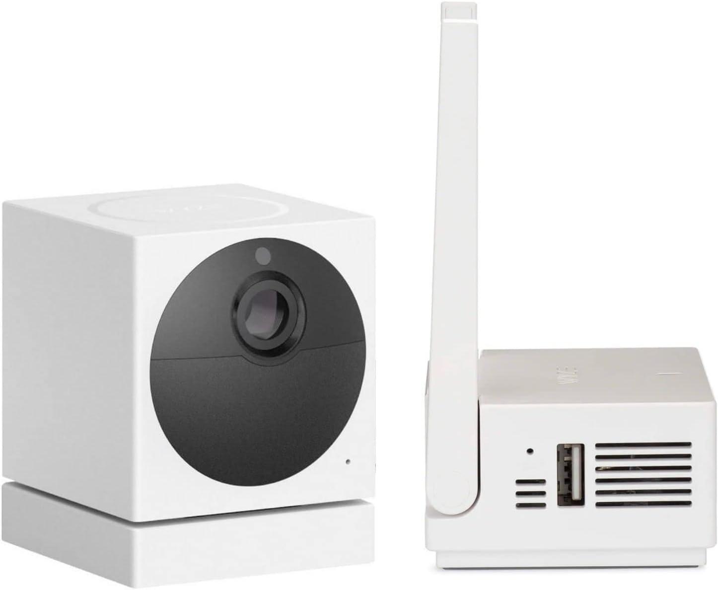 imageWyze Cam Outdoor Starter Bundle Base Station and 1 Cam 1080p HD IndoorOutdoor WireFree Smart Home Camera with Night Vision 2Way Audio Works with Alexa ampamp Google Assistant White with Camo Skin