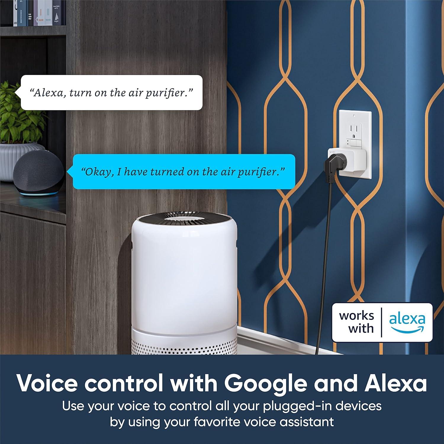 imageWyze Plug 24GHz WiFi Smart Plug Works with Alexa Google Assistant IFTTT No Hub Required TwoPack WhiteFourPack