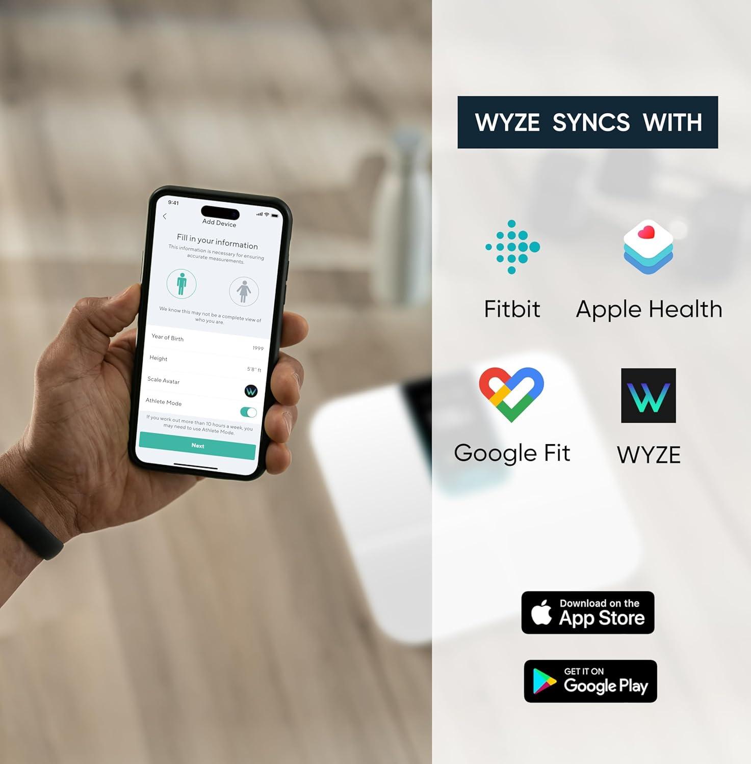 imageWyze Smart Scale Scale for Body Weight Digital Bathroom Scale for Body Fat BMI and Heart Rate Body Composition Analyzer with App Batteries Included Bluetooth 400 lb BlackWyze Scale Ultra White  FSAHSA Eligible