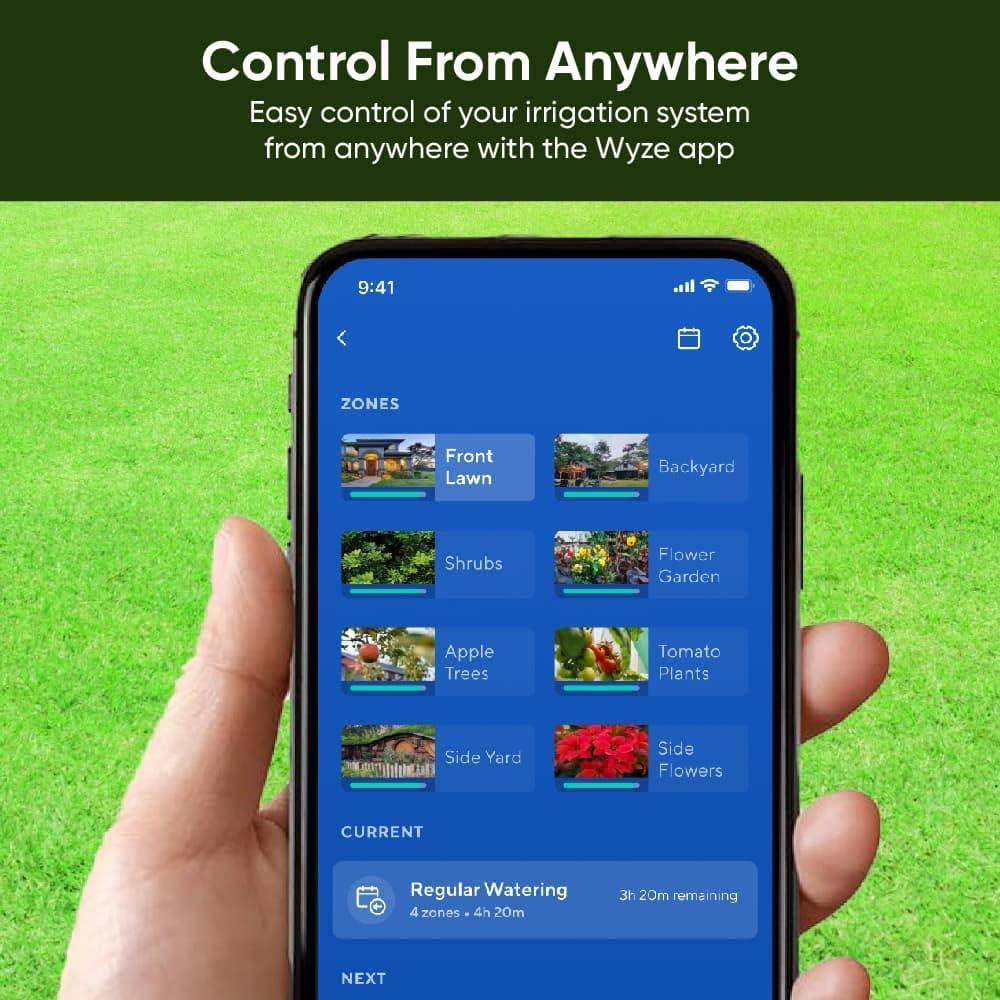 imageWyze WSPRK1 Smart Controller Smart Sprinkler Timer with EPA Watersense 8Zone WiFi 1 Year of Automatic WeatherBased Watering with Sprinkler Plus Included BlackWyze Sprinkler Controller