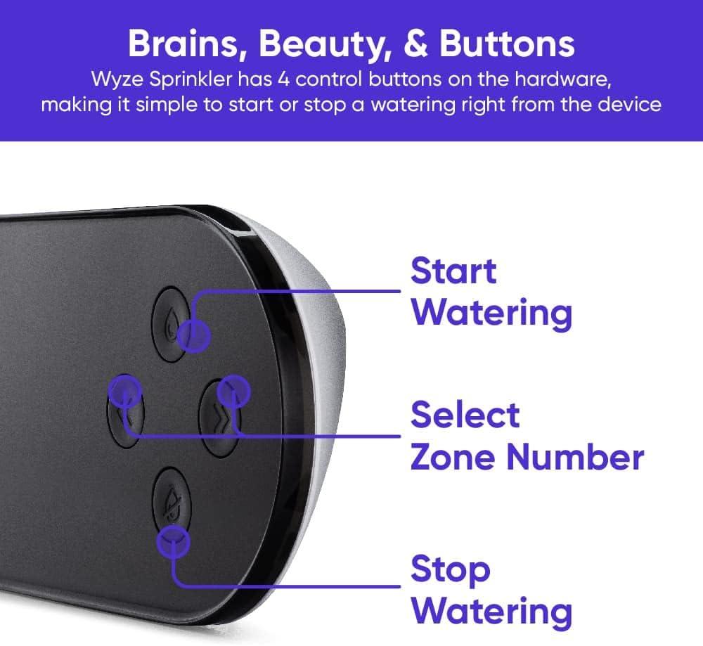 imageWyze WSPRK1 Smart Controller Smart Sprinkler Timer with EPA Watersense 8Zone WiFi 1 Year of Automatic WeatherBased Watering with Sprinkler Plus Included BlackWyze Sprinkler Controller