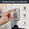 imageWyze AutoLock Bolt Fingerprint Keyless Entry Door Smart Bluetooth Deadbolt Replacement Backlit Keypad IPX5 Weatherproof inApp History and Scheduled Access BHMA UL 20Min Fire RatedSatin Nickel
