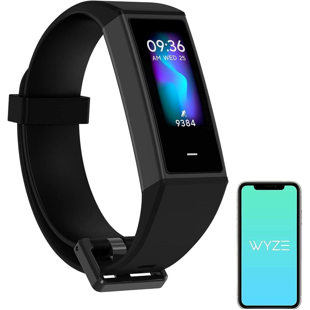 imageWYZE Band Fitness Tracker with Alexa Builtin Activity Tracker Watch with Heart Rate Monitor Smart Fitness Band with Step Counter Calorie Counter Pedometer Water Resistant Black