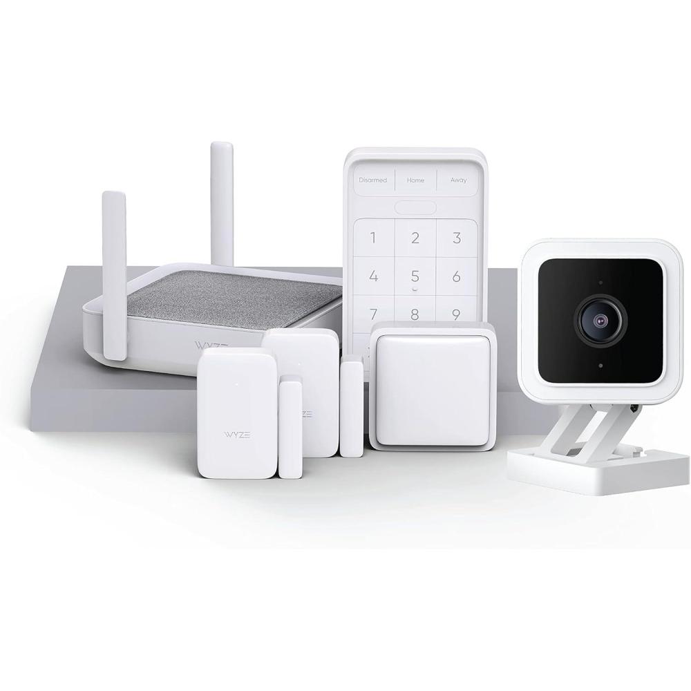 imageWyze Home Security System Sense v2 Core Kit with Hub Keypad Motion Entry Sensors 2 with Wyze Cam v3 IndoorOutdoor Camera 6 Month Subscription Included