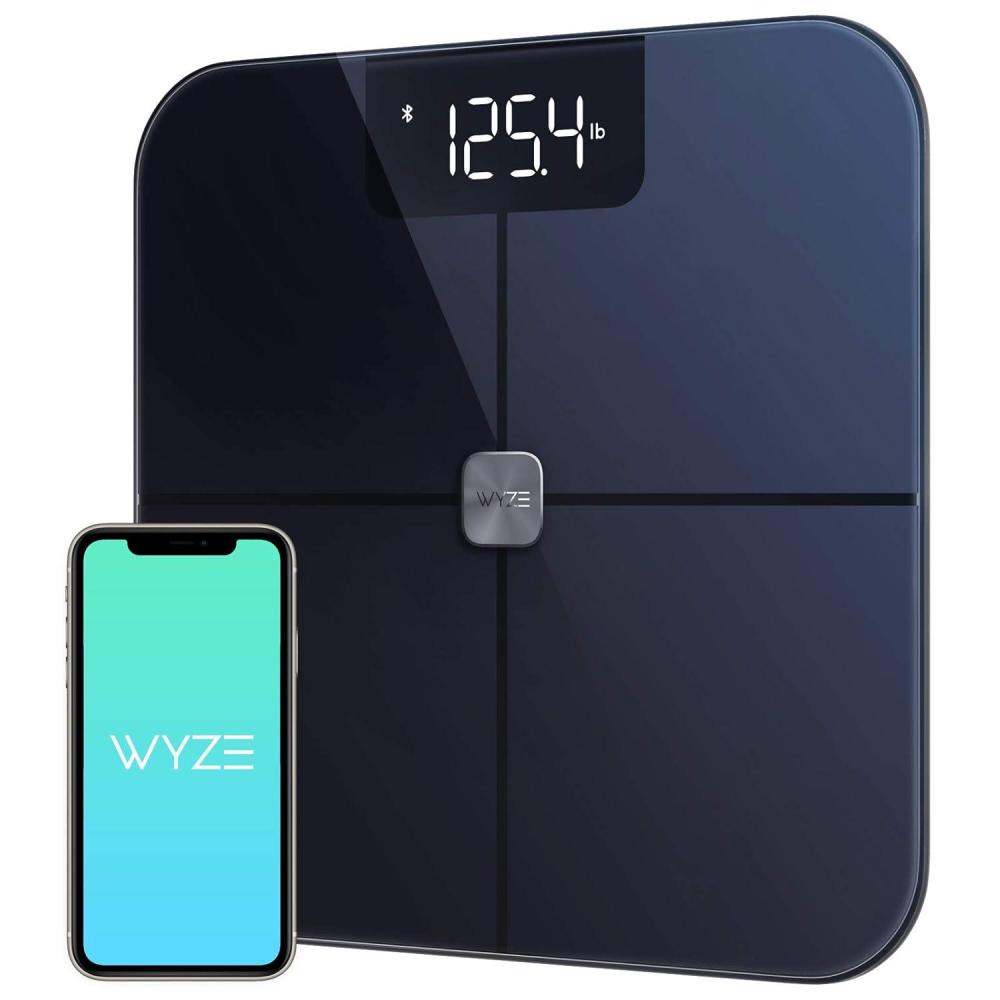 imageWyze Smart Scale Scale for Body Weight Digital Bathroom Scale for Body Fat BMI and Heart Rate Body Composition Analyzer with App Batteries Included Bluetooth 400 lb BlackWyze Scale Black