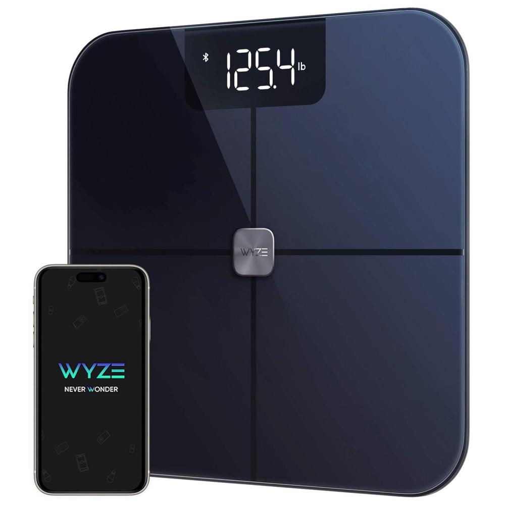 imageWyze Smart Scale Scale for Body Weight Digital Bathroom Scale for Body Fat BMI and Heart Rate Body Composition Analyzer with App Batteries Included Bluetooth 400 lb BlackWyze Scale Black NEW