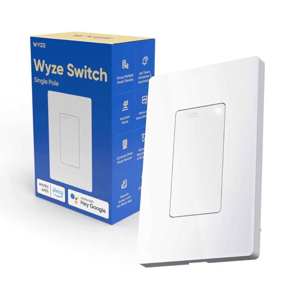 imageWyze Switch 24 GHz WiFi Smart Light Switch SinglePole Needs Neutral Wire Compatible with Alexa Google Assistant and IFTTT No Hub Required 3Pack White1Pack
