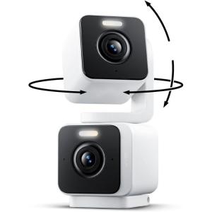 imageWYZE Duo Cam Pan IndoorOutdoor IP65 2K 360 PanTilt Smart Home Security Camera with Color Night Vision Compatible with Alexa ampamp Google Assistant White