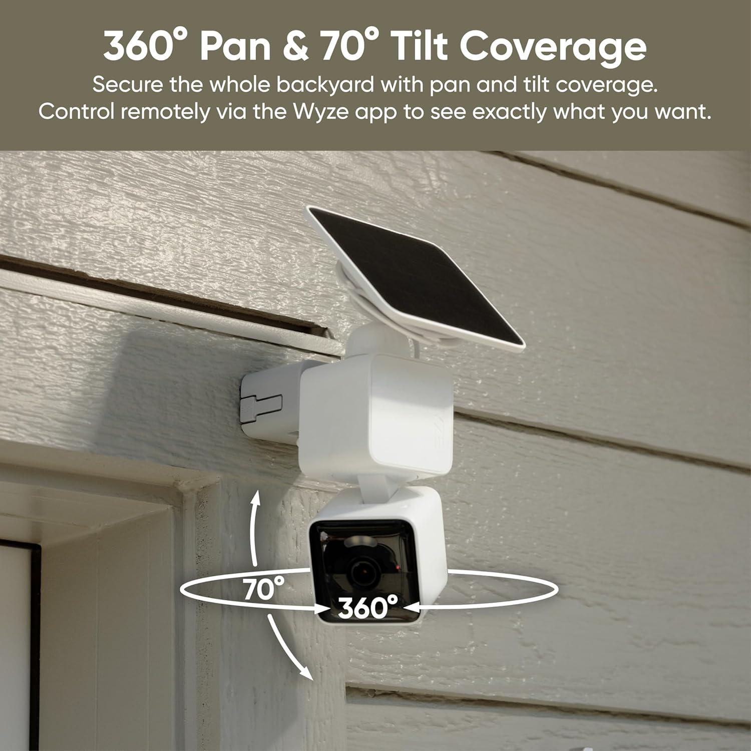 imageWYZE Solar Cam Pan Security Cameras Wireless Outdoor 2K HD 360 PanTilt Battery Powered 24GHz WiFi Cameras for Home Security AI Motion Detection Color Night Vision 2Way Audio No Blind Spots