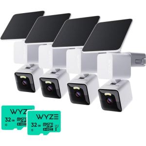imageBundle of 4 Pack WYZE Solar Cam Pan and 2 Pack of Wyze Expandable Storage 32GB MicroSDHC Card Security Cameras Wireless Outdoor 2K HD 360 PanTilt Battery Powered 24GHz WiFi Cameras4Pack Solar Cam Pan with 2Pack 32GB MicroSDHC Card